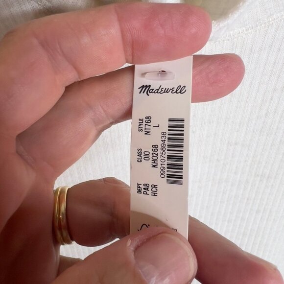 Madewell $55 Ribbed Turtleneck Long-Sleeve Tee Cream Size L NT768 - Picture 4 of 5